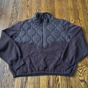 Abercrombie & Fitch Damen XL weicher AF kuscheliger gesteppter Quarter Zip Pullover braun - Bild 1 von 8