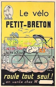 Pub cycles - Vélo Petit Breton - Bébé en lange  - Poster A3 Plastifié - Foto 1 di 16