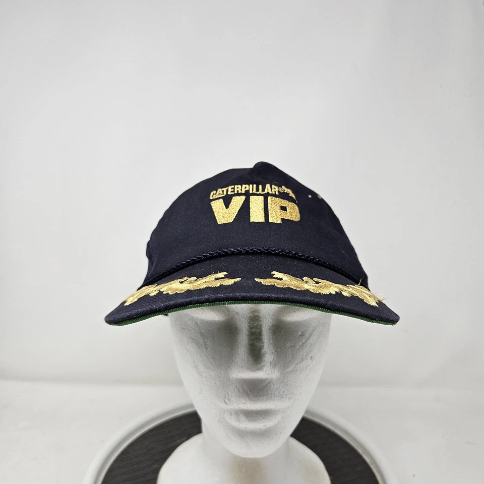 Chapéu Caterpillar alça traseira azul marinho VIP bordado corda folha dourada masculino - Imagem 1 de 4