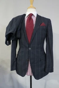 Hugo Boss black label Dieselstrasse flannel bold window pane slim cut suit 36 R - Picture 1 of 17