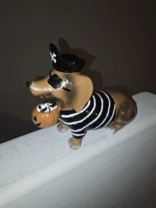 Halloween Dackel Hund Pirat Kürbis Schädel Patch Süßigkeiten Harz Figur NEU - Bild 1 von 6