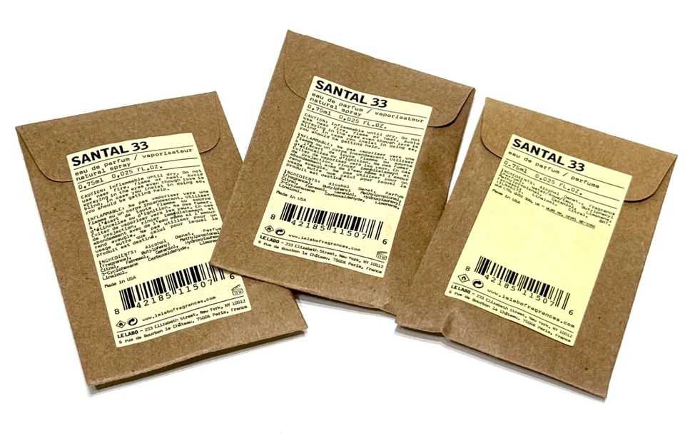 LE LABO Santal 33 EAU DE PARFUM EDP Lote 3 x 0,025 OZ Muestra NUEVO EN PAQUETE ENVÍO GRATUITO Foto 1 de 1