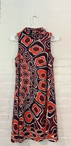 NEW w/o Tags JB by Julie Brown Turtle Neck Midi Dress Multi-Color Retro 60s SZ S - Picture 1 of 7
