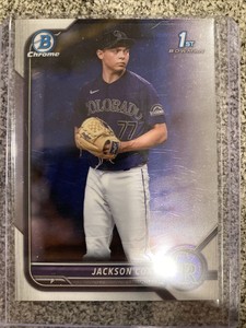 2022 1st Bowman Chrome Refractor Jackson Cox RC #BDC-174 Colorado Rockies