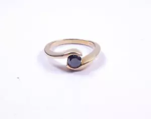 Ring 9 carat yellow gold size N Sapphire twist - Picture 1 of 6