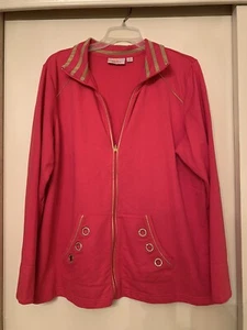 Quacker Factory women pink jacket With Pockets On The Front With Stones size L - Picture 1 of 3