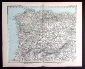 NORTH WEST SPAIN, NORTH PORTUGAL, PORTO, original antique map, Stieler, 1889 - Picture 1 of 6