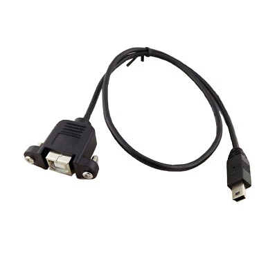 1x USB 2.0 B Female Socket Printer Panel Mount To Mini USB 5 Pin Male Cable 50cm - Image 1 of 4