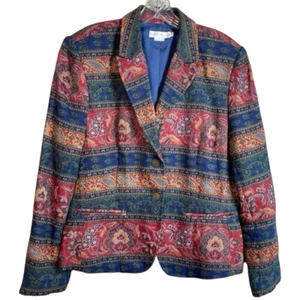 Boho Blazer Jacket Vintage Womens Large - Picture 1 of 5
