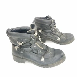 Harley Davidson Black Leather Riding Short Boots Motorcycle Shoes Womens Size 6 - Picture 1 of 7