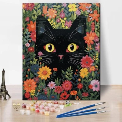 BRANDED Rebotipy Black Cat Paint by Numbers for Adult Beginners Color-02