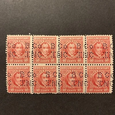 1/833 US Stamps Revenue Doc Series 1954 R664 40c Block 8 MNHOG Per-Fin Gr. Coll - Image 1 of 2