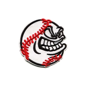 Angry Baseball Gesicht bestickt aufbügeln Patch zum Selbermachen Applikation - Bild 1 von 2