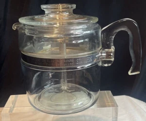 Pyrex 6 Tassen Glas Kaffeekanne Herdplatte Kaffeemaschine #7756 mit Einsätzen  - Bild 1 von 14