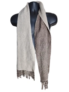 Sciarpa Chasecult italiana 90% misto lana marrone frangia morbida unisex 62x11 - Foto 1 di 3