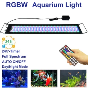 12 24 36 48Inch Fish Tank LED Aquarium Light RGB 24/7 Timer AUTO ON/OFF 20 Color - Picture 1 of 60