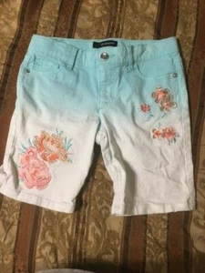 Girl's Junior Jordache Shorts-Blue-Dip-Dye Size 12 - Picture 1 of 3