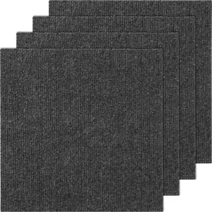VEVOR 12pcs Peel and Stick Carpet Tile Self Adhesive Floor 12” x 12” Dark Gray - Picture 1 of 12