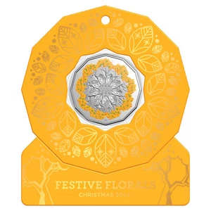 Australia 2024 Christmas Festive Florals RAM 50c UNC in Yellow Coloured Card - Picture 1 of 4