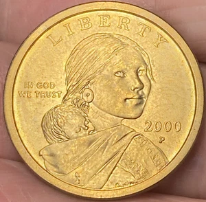 2000 P Liberty Dollar Sacagawea Lustrous Gold Color  Coin #2 - Picture 1 of 14