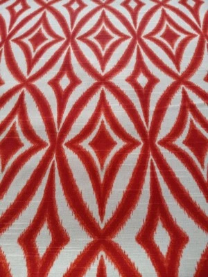 Orange & White Ikat 100% Cotton Waverly "Centro" 4+ Yards Multipurpose {Color} - Image 1 of 2