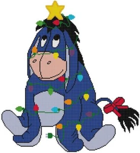 PUNTO DE CRUZ + PATRÓN ARTESANAL Eeyore Winnie Pooh Burro Navidad Navidad Luces Diversión - Imagen 1 de 14