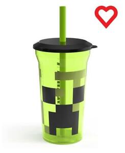 Minecraft Creeper Design Straw Tumbler Cup 14oz Official Merchandise