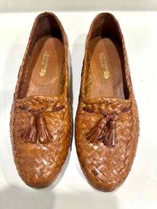 R. Martegani Andre Bellini Brown Woven Leather Loafers US 10 Slip-Ons EUC ITALY - Picture 1 of 10