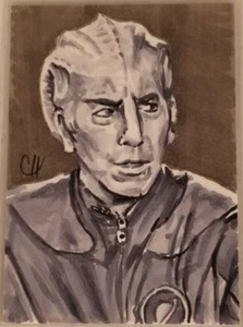 Chris Henderson B&W Sketch Card Hand Drawn ACEO - Alan Rickman - Galaxy Quest  - Picture 1 of 2