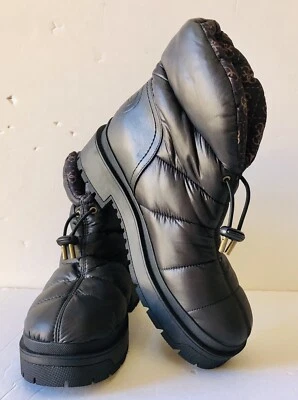 Botas de nieve Guess de invierno al tobillo para mujer talla 8,5 de cuero negro acolchado LEEDA Foto 1 de 4