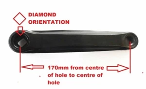 170mm Left Hand Crank Arm - BLACK 170mm Plastic coated steel 9/16" pedal thread - Picture 1 of 4