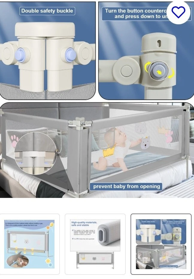Rieles de protección ajustables para cama de bebé 2M protector de seguridad para niños pequeños Foto 1 de 4