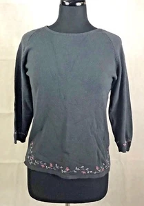 Hillard and Hanson Damen Pullover grau Blumenmuster 3/4 Arm Gr. M - Bild 1 von 5