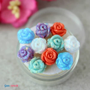 Pendientes de tachuelas de flor rosa piedra preciosa a elegir plata esterlina joyería para dama de honor - Imagen 1 de 23