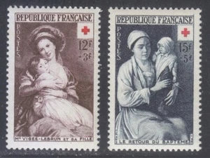 France 1953 MNH Mi 984-985 Sc B282-B283 Paintings by Louis Le Nain.Red Cross ** - Picture 1 of 2