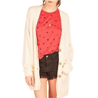 NWT Vintage Havana Loopy Terry Cardigan, Cream, MEDIUM - Image 1 of 4