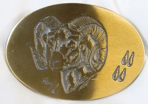 Vtg Bitterroot Buckles Big Horn Ram Solid Bronze J Hoy Oval 3.5" Cowboy Western - Picture 1 of 5