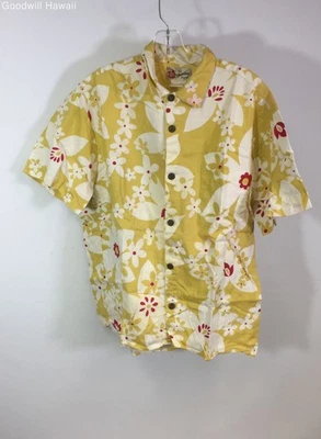 HILO HATTIE Yellow Hawaiian Aloha Tropical Shirt Men - Size L - Image 1 of 4