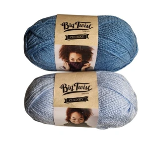 2 madejas de hilo grueso Big Twist color #12020 cielo claro y gruta azul #12012 5 oz - Imagen 1 de 6