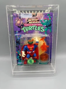 TMNT Sewer Heroes Super Mike vintage Turtles MOC in acrylic case - Picture 1 of 7