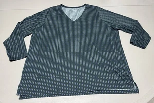 Lands End Women’s Supima Cotton 3/4 Sleeve V-neck T-Shirt Sz 3X Black/Green - Picture 1 of 10