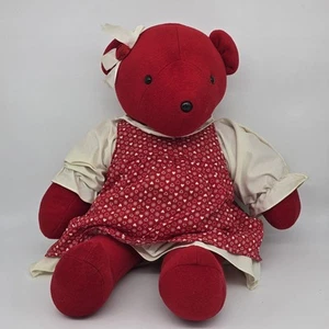 North American Bear Co 1979 Sarah Bearnheart Plüsch 21 Zoll rote Herzen Kleid Stofftier - Bild 1 von 5