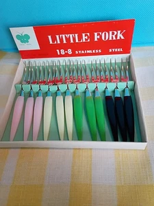 Little Forks Vintage Cocktailgabeln - bunt und lustig! mit Originalkarton - Bild 1 von 5