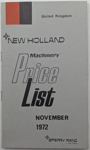 Original Sperry New Holland Maschinen Preisliste November 1972 - Ballenpressen, Heuwender - Bild 1 von 6