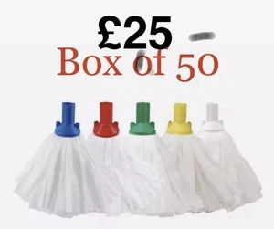 Box Of 50 Robert Scott Normal Push In Socket Mop Head 80 Gram - Picture 1 of 3