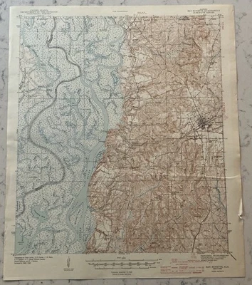 VINTAGE ORIG BAY MINIETTE ALABAMA USGS GEOLOGICAL TOPO TOPOGRAPHICAL MAP 1943 - Image 1 of 4
