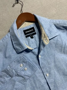 Bonobos Langarm Leinenhemd mit Knopfleiste Slim Fit Herren Medium Freizeit Blau - Bild 1 von 7