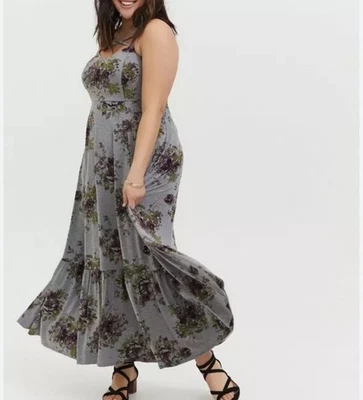 Torrid Jersey tiered strappy maxi dress women's 2X whimsical cottage fairy boho - Image 1 of 4