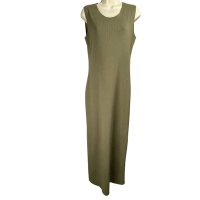 Raquel Allegra Dress 1 / US Medium Green Sleeveless Tank Ribbed Cotton Maxi - Image 1 of 4