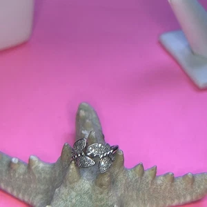 Giuseppe Perez platiniert Sterlingsilber offen Schmetterling Diamant Ring Gr. 8 - Bild 1 von 7